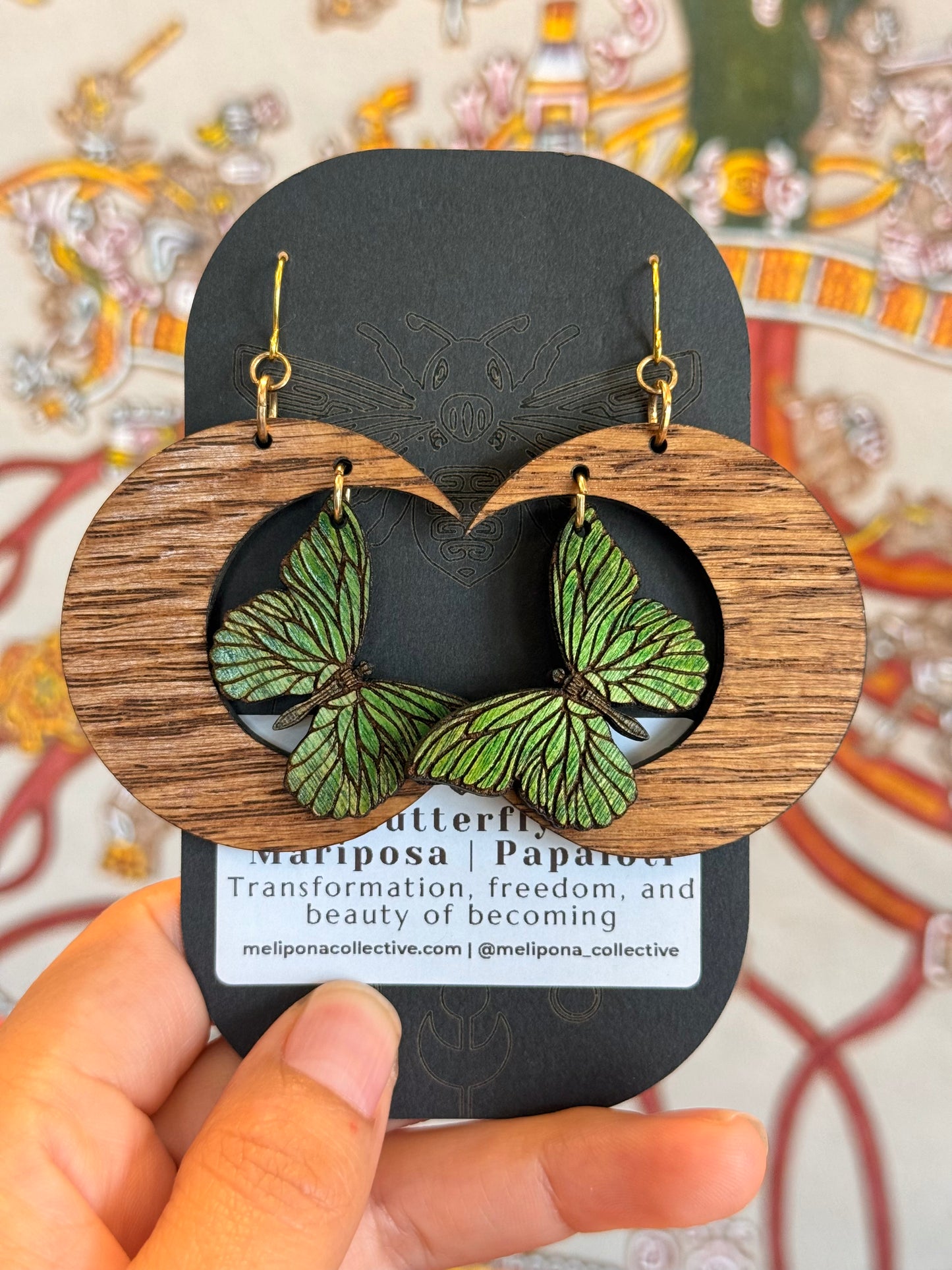 Crescent Moon with Butterfly Earrings