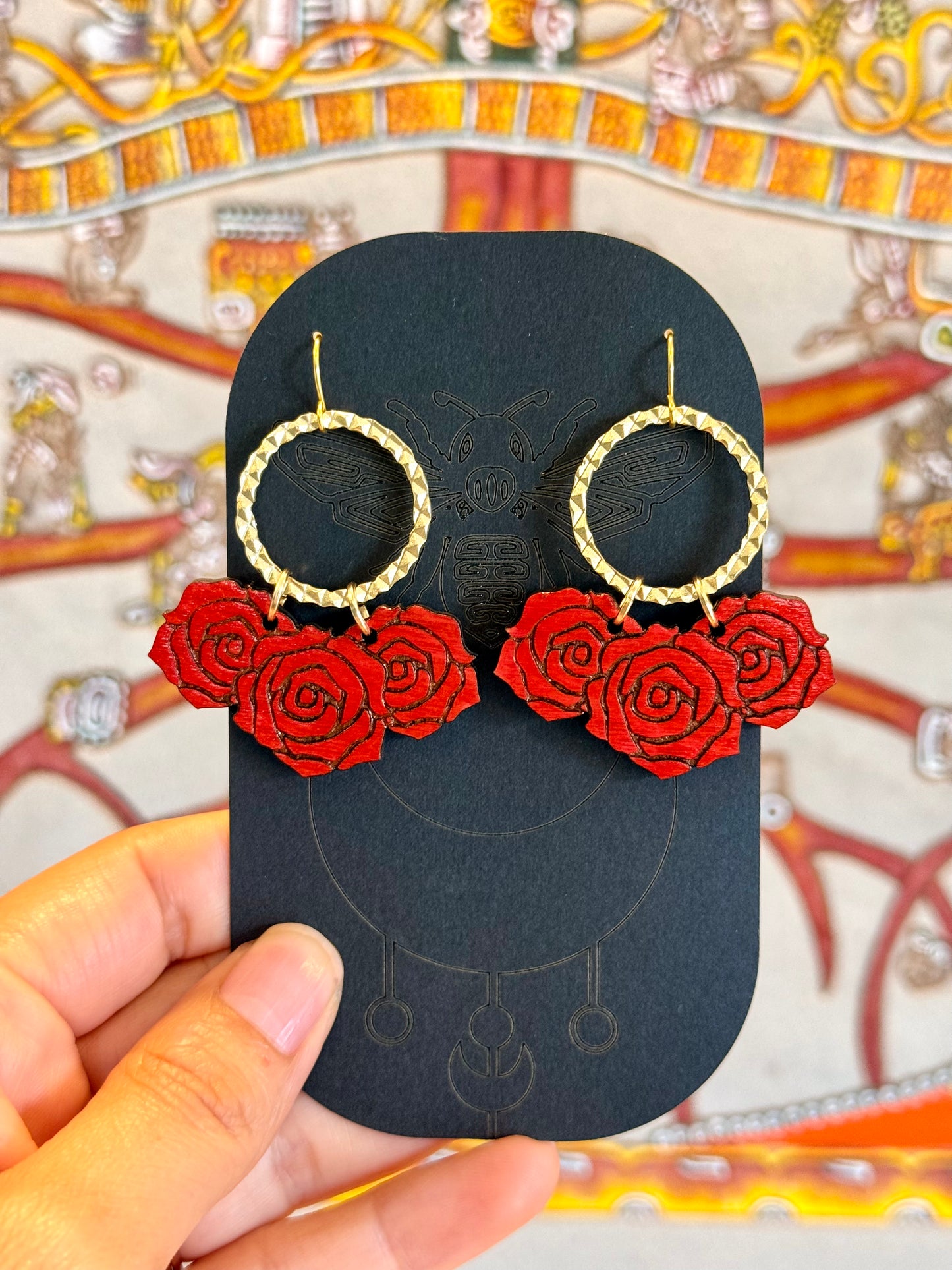 Triple Rose Earrings
