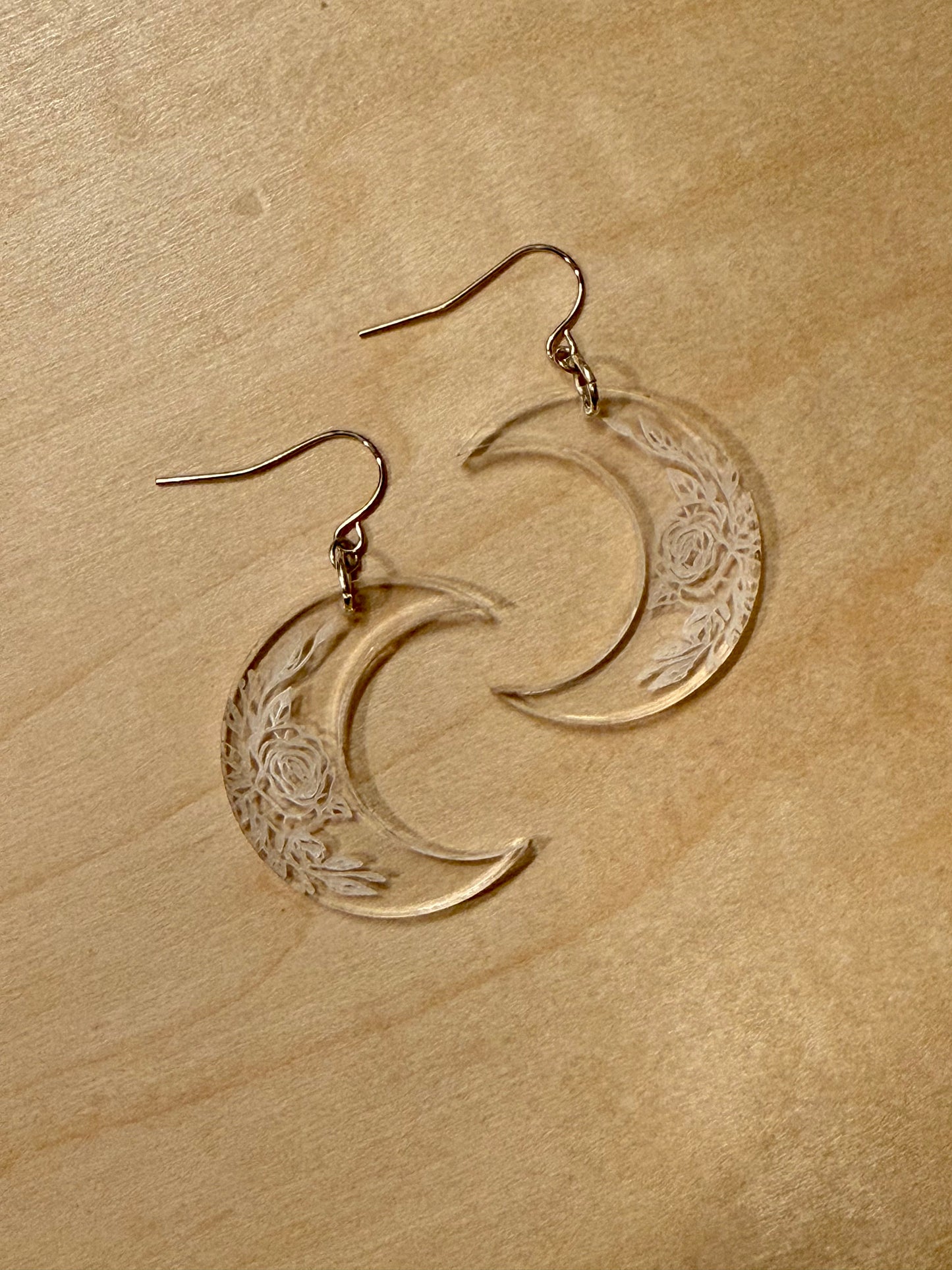 Crescent Moon Flowers Earrings