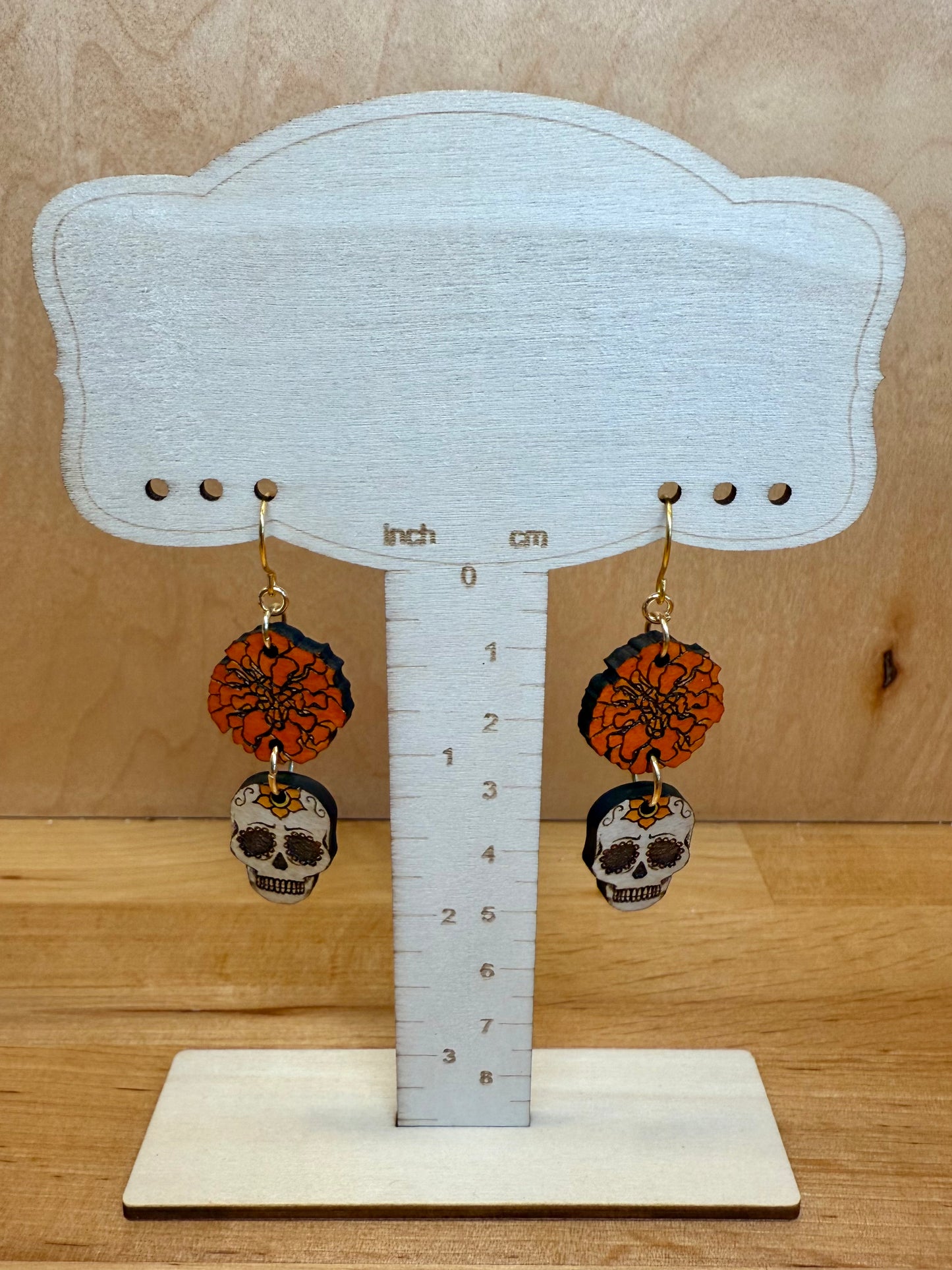 Pendientes de calavera de azúcar