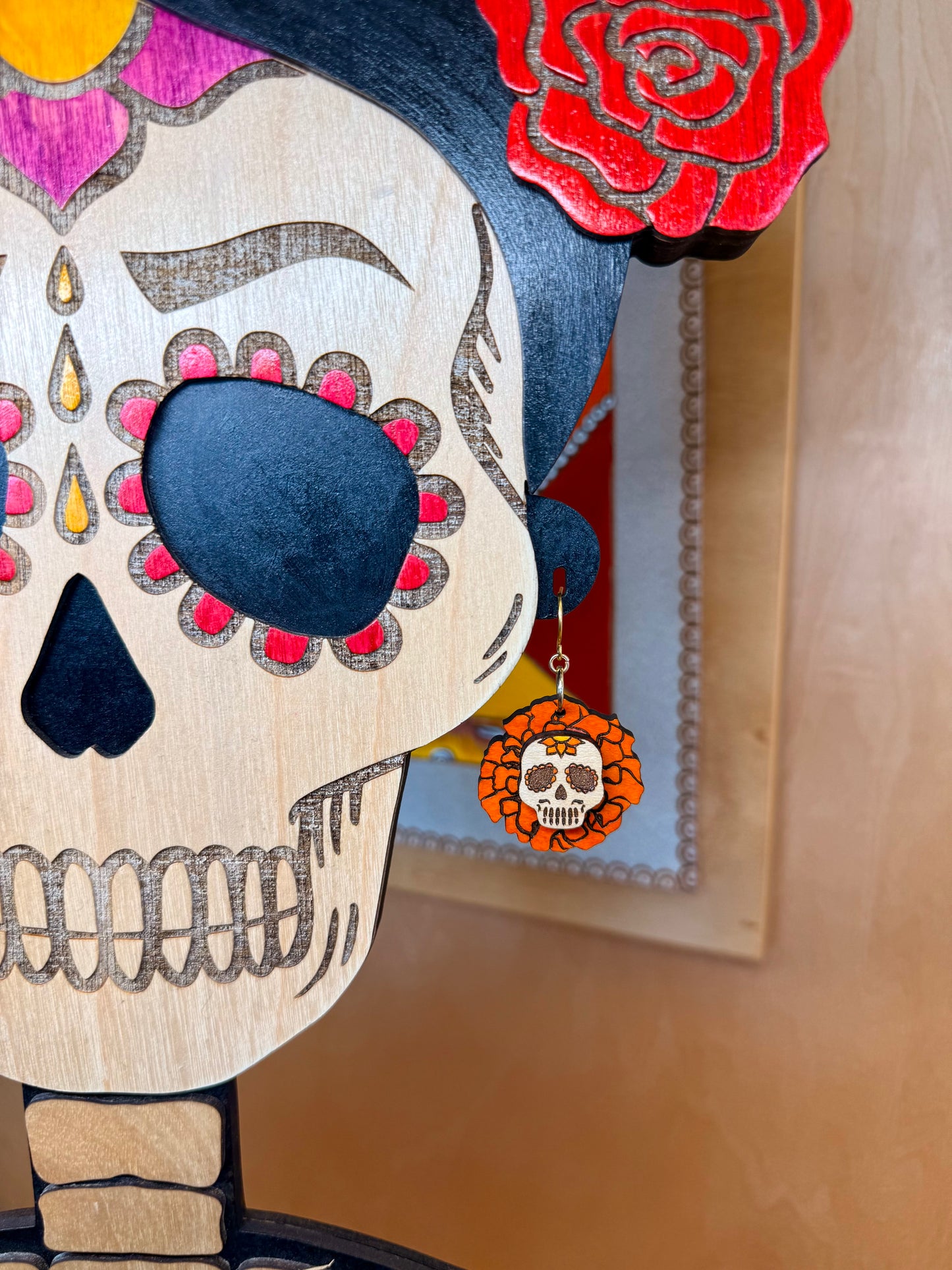 Pendientes de calavera de azúcar