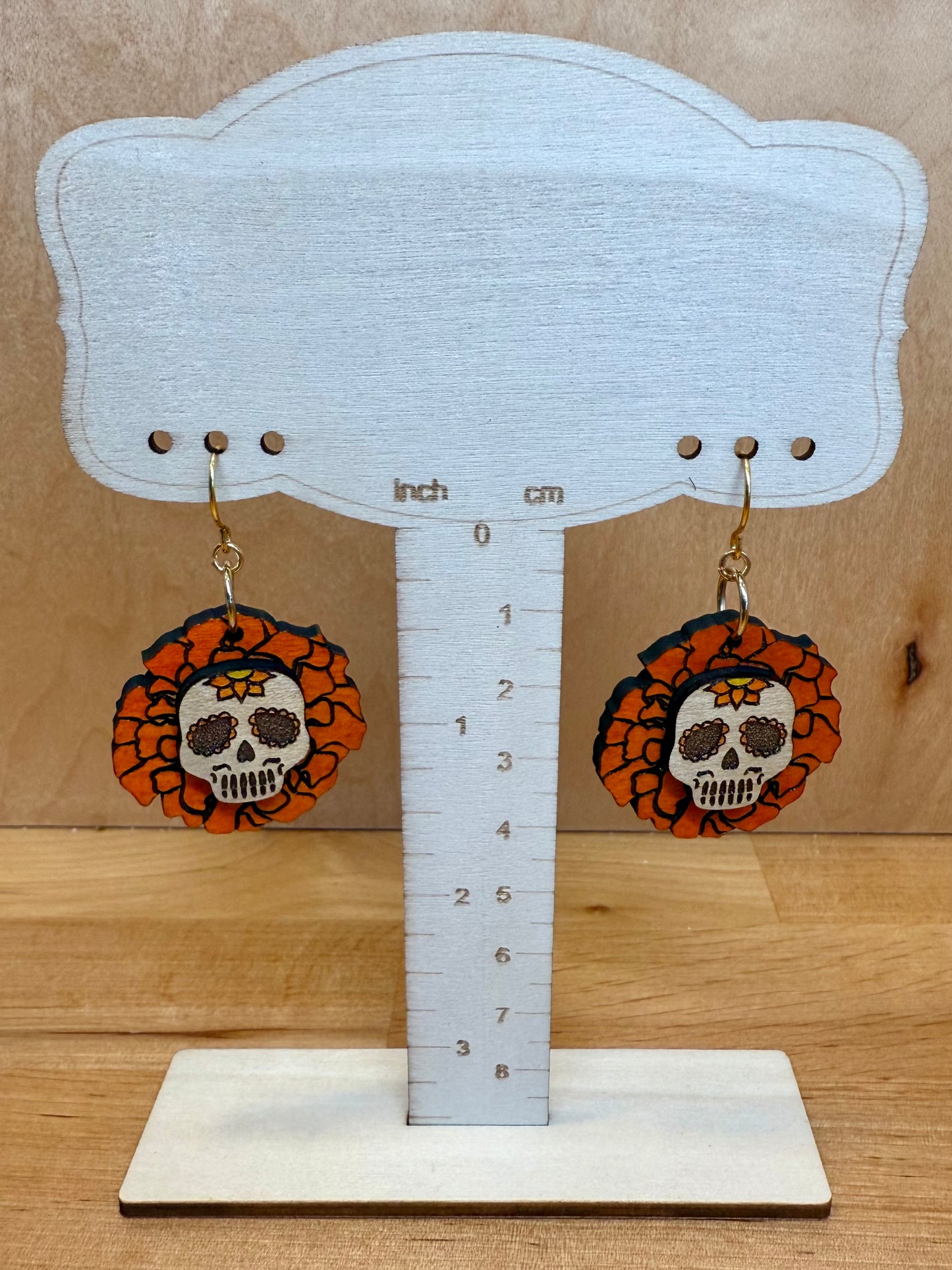 Pendientes de calavera de azúcar
