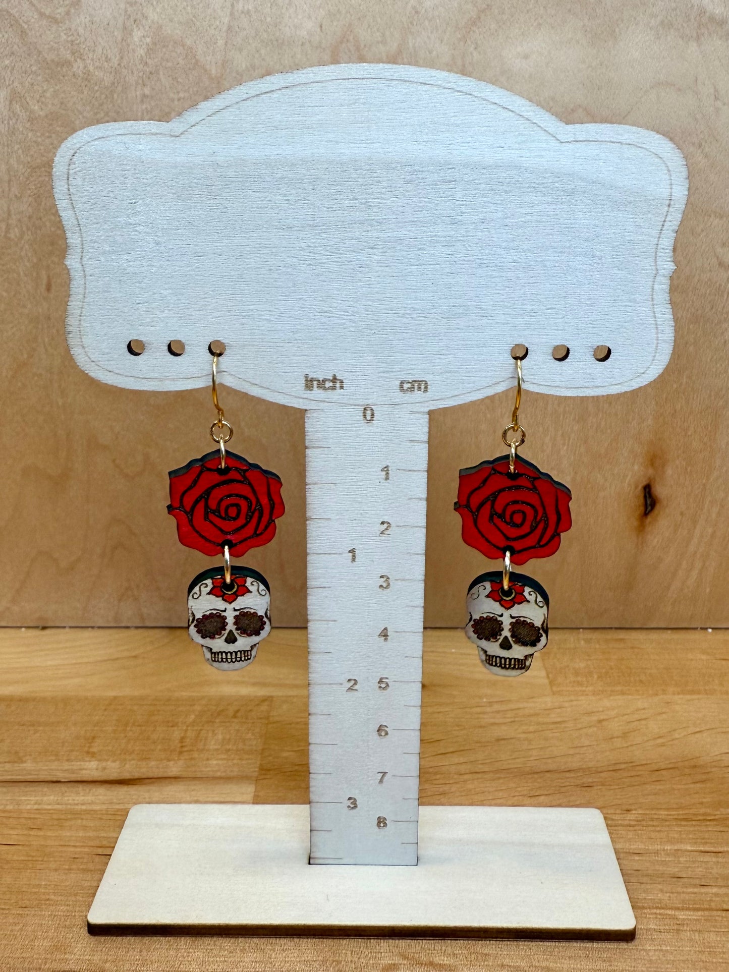 Pendientes de calavera de azúcar