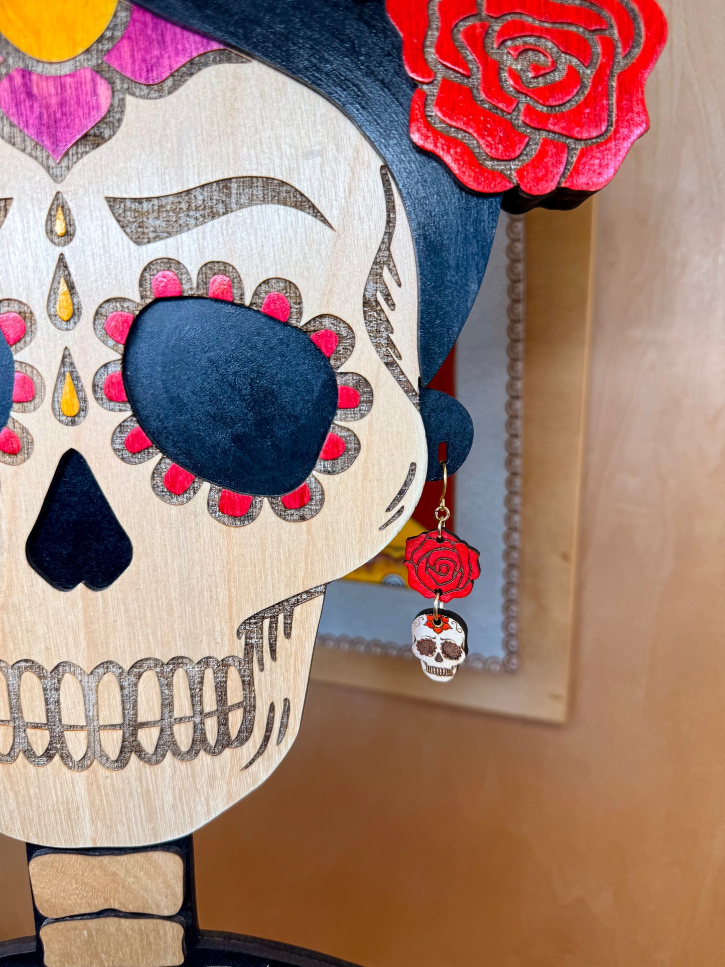 Pendientes de calavera de azúcar