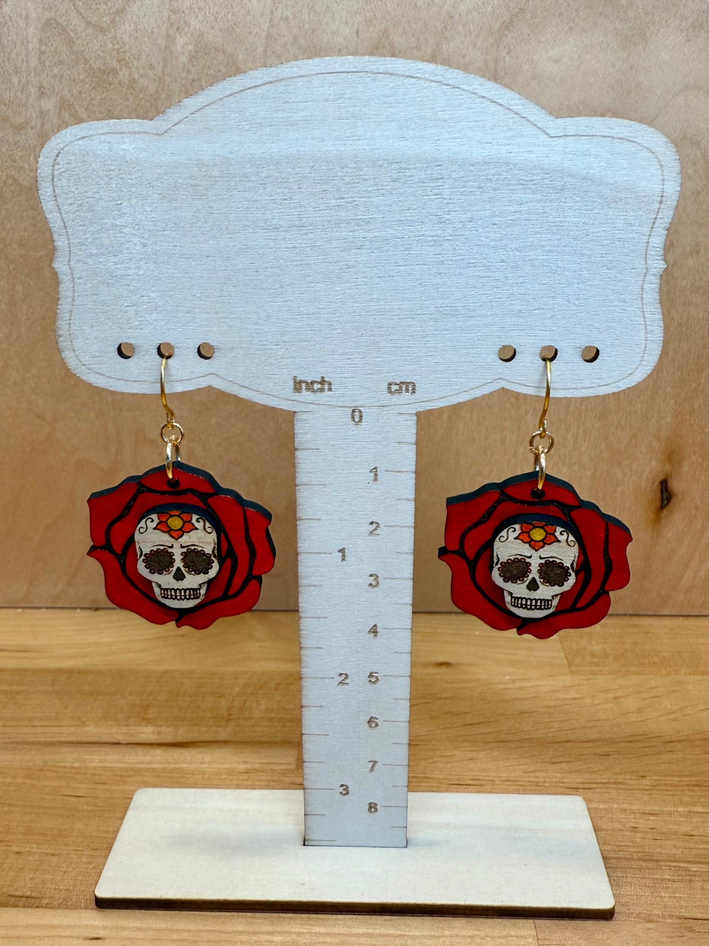 Pendientes de calavera de azúcar