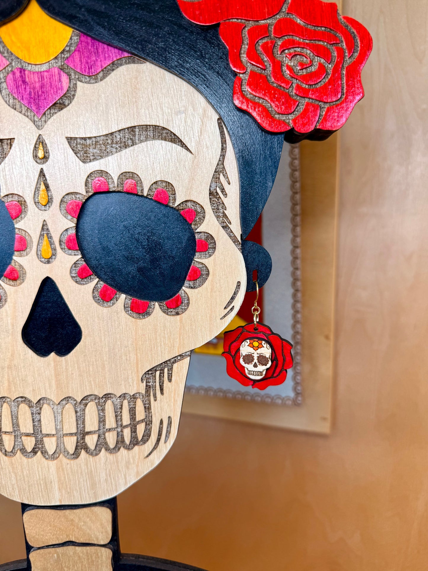 Pendientes de calavera de azúcar
