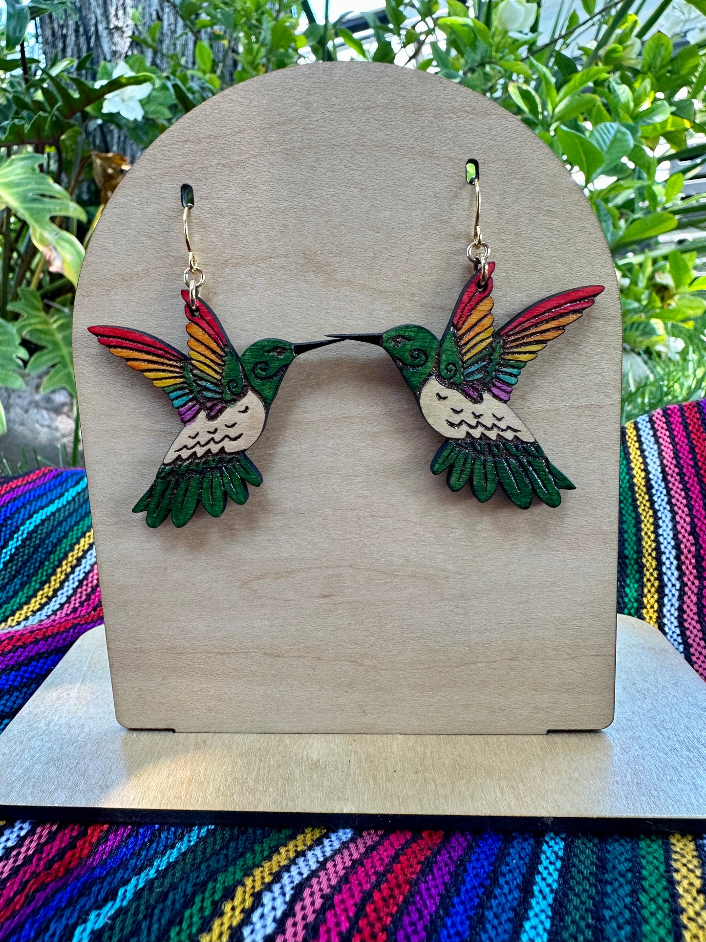 Green Hummingbirds Pride Earrings