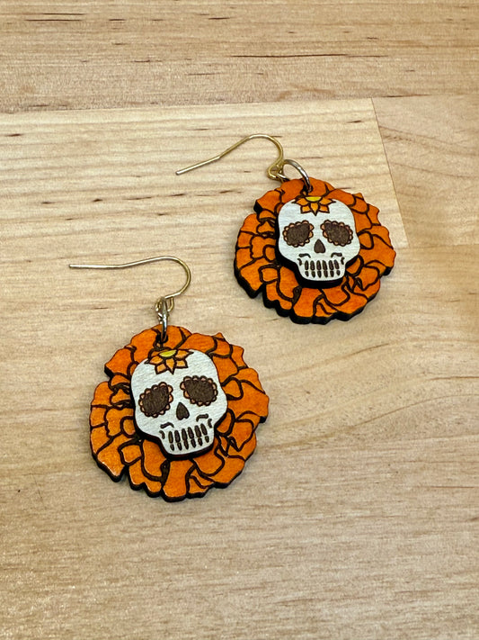 Pendientes de calavera de azúcar