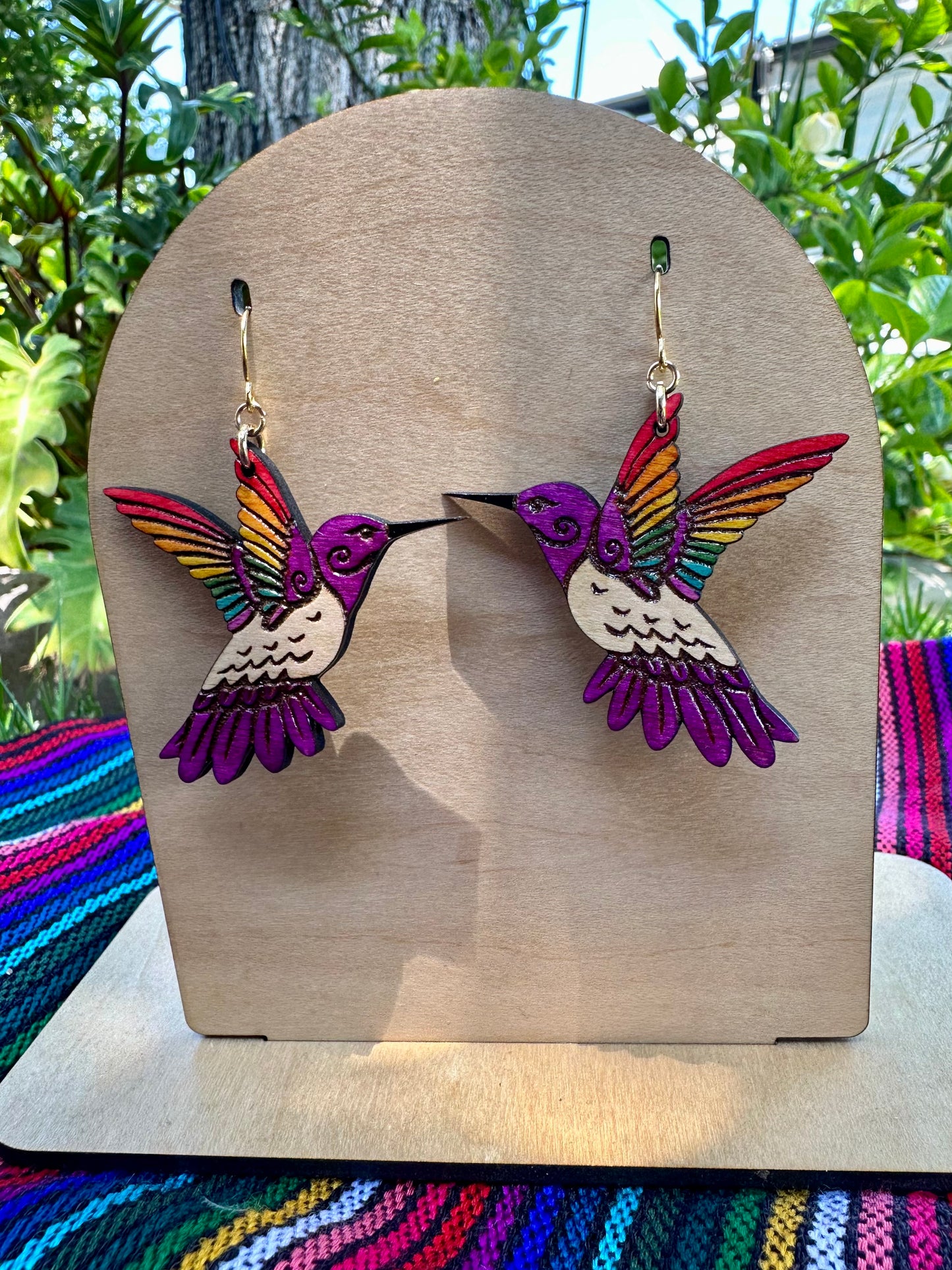 Purple Hummingbirds Pride Earrings