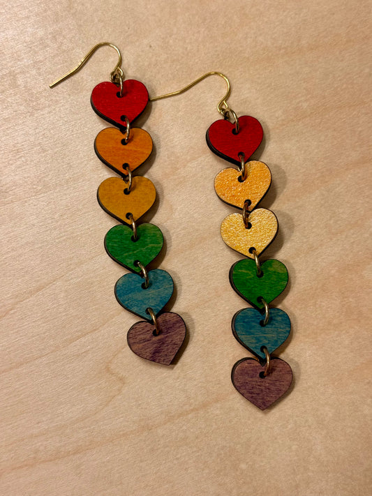 Rainbow Hearts Strand Earrings