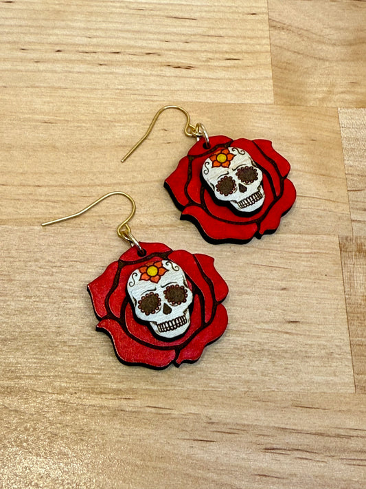 Pendientes de calavera de azúcar